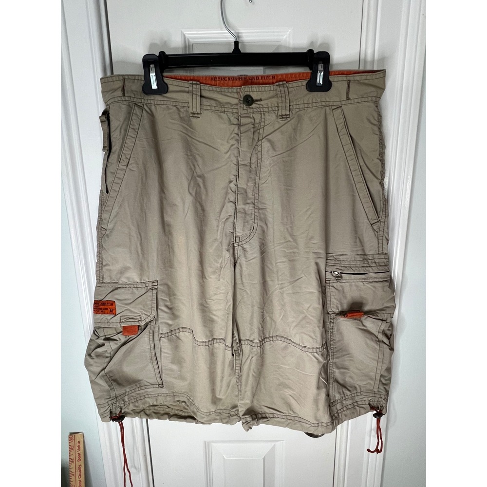 Vintage Abercrombie & Fitch Paratrooper Cargo Shorts Mens Medium Khaki Tan Y2K